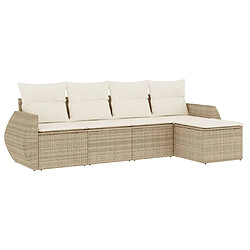 vidaXL Salon de jardin avec coussins 5 pcs beige résine tressée