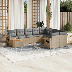 vidaXL Salon de jardin avec coussins 10 pcs beige résine tressée