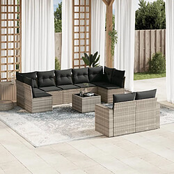 vidaXL Salon de jardin avec coussins 10 pcs gris clair résine tressée