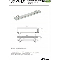 Bemeta - Maison De La Tendance Etagère, tablette en verre avec rail en chrome OMEGA 60x5,5x13cm