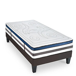 MAISON AUBERTIN Matelas Mémoire 30cm + sommier gris 90 x190cm Ensemble Matelas Mémoire de forme h30cm et Sommier en kit gris 90x190