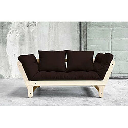 Inside 75 Banquette méridienne futon BEAT pin naturel tissu brown couchage 75*200 cm. pas cher