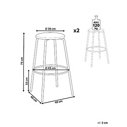 Avis Beliani Tabouret de bar Set de 2 Velours Marron clair MORTON