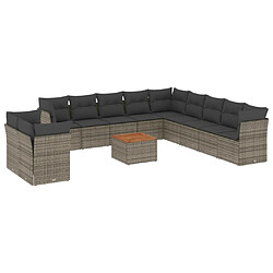 Maison Chic Salon de jardin avec coussins 12 pcs, Ensemble Tables et chaises de jardin, gris résine tressée -GKD190176