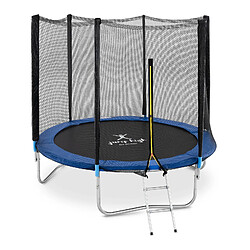 Helloshop26 Trampoline de jardin - diamètre 244 x 180 cm - 80 kg - filet de sécurité - noir/bleu 14_0008020 