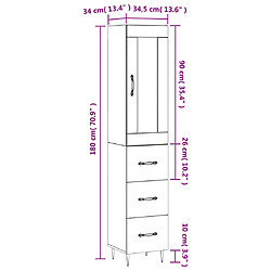 vidaXL Buffet haut Chêne marron 34,5x34x180 cm Bois d'ingénierie pas cher