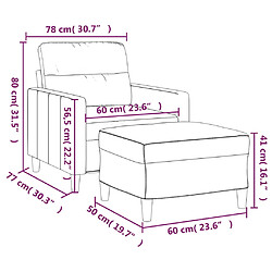 vidaXL Fauteuil avec repose-pied Crème 60 cm Tissu pas cher