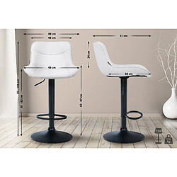 Acheter Decoshop26 Lot de 2 tabourets de bar x1 avec coutures décoratives en PVC blanc pied en trompette métal noir 10_0004452