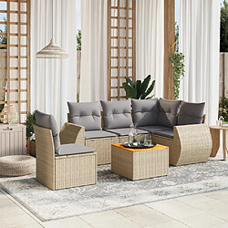 vidaXL Salon de jardin avec coussins 6 pcs beige résine tressée