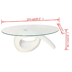 Avis vidaXL Table basse avec dessus de table en verre ovale Blanc brillant