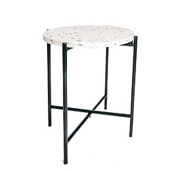 INTEMPORA Table d'appoint ou Table gigogne en Terrazzo et Métal H.50 cm - Noir et Blanc Intempora - Table d'appoint ou Table gigogne en Terrazzo et Métal H.50 cm - Noir et Blanc - Design