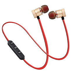 Wewoo sans fil Bluetooth Écouteurs Métal Magnétique Stéréo Basse Casque Sport Ecouteurs avec Microphone (Or) 