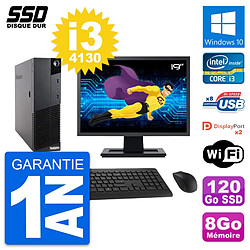 PC Lenovo M83 SFF Ecran 19" Intel Core i3-4130 RAM 8Go SSD 120Go Windows 10 Wifi - Occasion