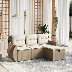 vidaXL Salon de jardin avec coussins 4 pcs beige résine tressée 