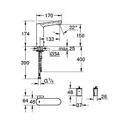 GROHE - Robinet infrarouge pour lavabo Eurosmart Cosmopolitan Taille L