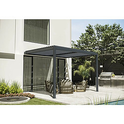 Habitat Et Jardin Pergola bioclimatique adossée avec led Windsor - 3 x 4 m - Anthracite