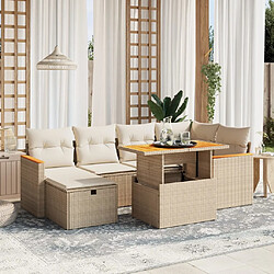 vidaXL Salon de jardin avec coussins 7 pcs beige résine tressée 