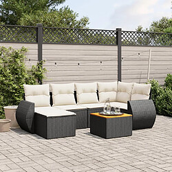 Maison Chic Salon de jardin 7 pcs avec coussins | Ensemble de Table et chaises | Mobilier d'Extérieur noir résine tressée -GKD76172