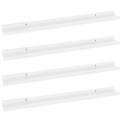 vidaXL Étagères murales 4 pcs Blanc brillant 80x9x3 cm