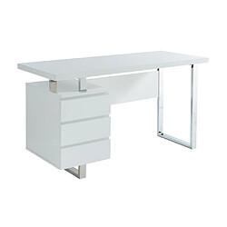 Vente-Unique Bureau avec 3 tiroirs - MDF - Blanc laqué - MYLAN II