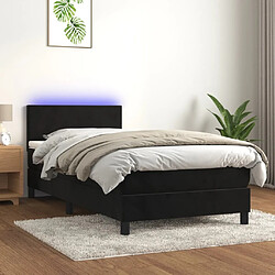 Sommier à lattes LED,Cadre à lattes de lit avec matelas pour Adulte Noir 90x190 cm Velours -MN30280