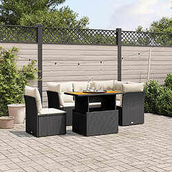 vidaXL Salon de jardin 5 pcs avec coussins noir résine tressée