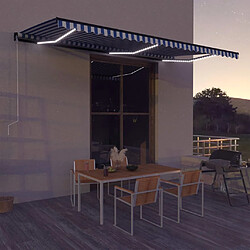 Maison Chic Auvent avec capteur de vent et LED | Store banne | Marquise Brise-soleil 600x300 cm Bleu et blanc -GKD81940