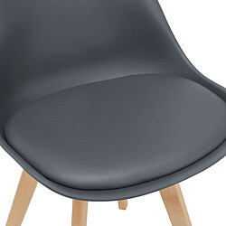 Helloshop26 lot de 2 chaises siège de salle à manger scandinave cuisine plastique similicuir gris 03_0002770 pas cher