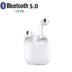 Universal Casque casque Bluetooth I12 TWS IPX 5 avec station d'accueil, charge sans fil blanc - iOS, Android