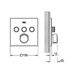 GROHE - Mitigeur encastré 3 sorties Grohe SmartControl - Façade carrée