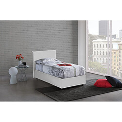 Autrement Talamo Italia Lit simple Anna avec conteneur, Made in Italy, en éco-cuir, 80x190 cm, avec ouverture latérale, Blanc, avec matelas inclus.