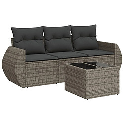 vidaXL Salon de jardin 4 pcs avec coussins gris résine tressée