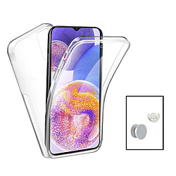 PHONECARE Kit Coque 3x1 360° Impact Protection + 1 GripHolder + 1 Support GripHolder Blanc pour Samsung Galaxy A14 5G - Transparent/Blanc 