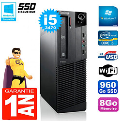 PC Lenovo M92p SFF Core I5-3470 8Go Disque 960Go SSD Graveur DVD Wifi W7 · Occasion 