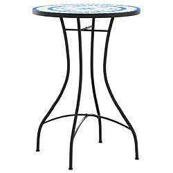 Avis vidaXL Table de bistro mosaïque bleu et blanc Ø50x70 cm céramique