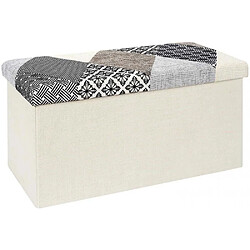 The Home Deco Factory Banc coffre pliable Patchwork gris.