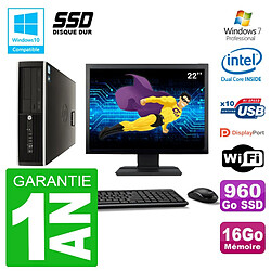 PC HP Compaq 8100 SFF Ecran 22" G6950 RAM 16Go SSD 960Go Graveur DVD Wifi W7 · Occasion 