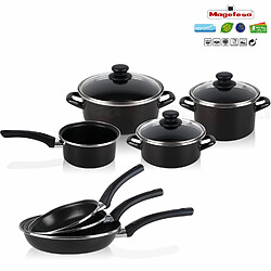 Batterie de cuisine 7 pièces Jeu 3 poêles 18-20-24 cm induction antiadhésives, , Noir, Magefesa, KENIA