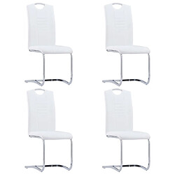 vidaXL Chaises à manger cantilever lot de 4 blanc similicuir