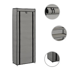 Acheter vidaXL Armoire à chaussures avec housse Gris 57x29x162 cm Tissu