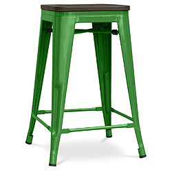 ICONIK INTERIOR Tabouret Stylix en bois - Métal - 60cm Vert 