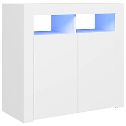 Maison Chic Buffet commode,console avec lumières LED pour rangement Blanc 80x35x75 cm -MN71963