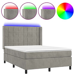 Sommier à lattes,Cadre à lattes de lit pour Adulte matelas et LED Gris clair 140x190 cm -MN88170