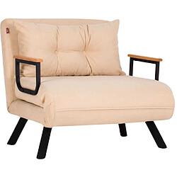 Hanah Home Fauteuil convertible en tissu Sando crème.