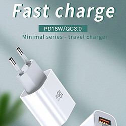 Wewoo Minimal Series CACQ-05 PD 18W Chargeur de voyage à port USB-C / Type-C uniqueprise UK pas cher