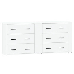 vidaXL Buffets 2 pcs blanc bois d'ingénierie