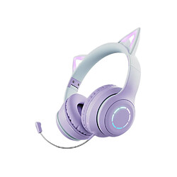 General Casque Bluetooth sur l'oreille, casque stéréo pliable léger sans fil et filaire avec micro, contrôle du volume, casque Bluetooth 5.1 pour iPad/voyage(violet)