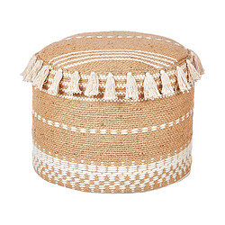 Beliani Pouf tissé en jute beige d 50 cm SARSAR 