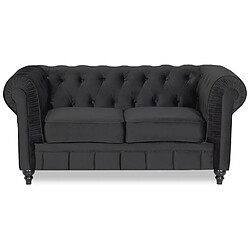 Canapé Chesterfield Velours 2 Places Altesse Noir 