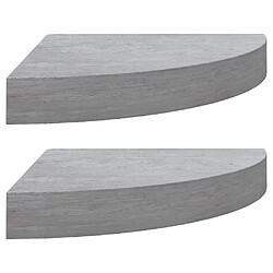 vidaXL Étagères d'angle murales 2 pcs Gris béton 35x35x3,8 cm MDF